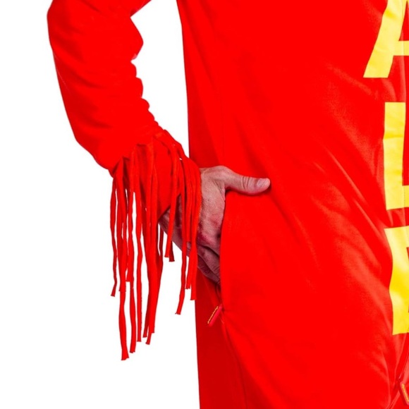 Tipsy Elves Sale Costume Red And Yellow Waving Tube Man Jumpsuit For Men (M) - Picture 4 of 8